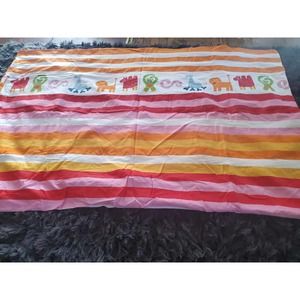 Children's Colorful Striped Animals Duvet Cover 60" x 80" Pink Orange Yellow